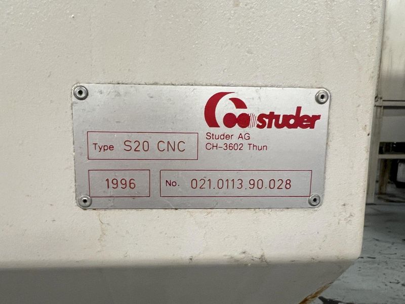 Studer S20 CNC Plain Cylindrical Grinder with Combination Plain/Angle Wheel Head.