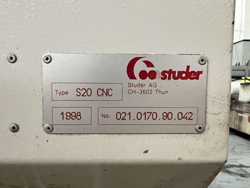 Studer S20 CNC Plain Cylindrical Grinder with Combination Plain/Angle Wheel Head.