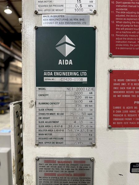 220 AIDA GAP FRAME PRESS