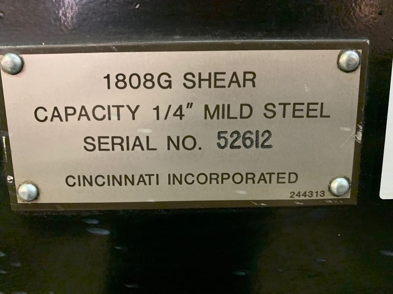 8' x 1/4" CINCINNATI MECHANICAL SHEAR