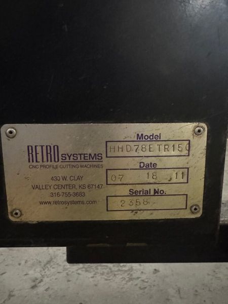 Retro Systems HHD78ETR150 6′ X 12′ Plasma Table W/Hypertherm HPR130XD