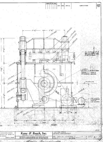 150 TON KANE & ROACH 4-POST CUTOFF PRESS: STOCK #59237