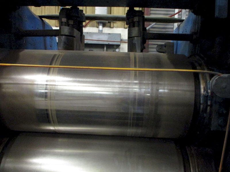 24" X 10" FARREL 4-ROLL "INVERTED L" RUBBER CALENDER ROLLING MILL WITH PAYOFF: STOCK #17226