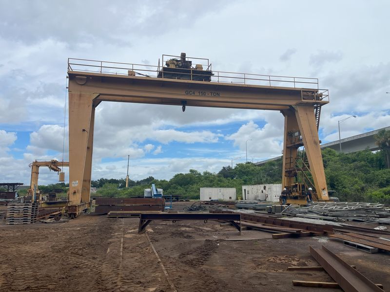 150 Ton Double Girder Mobile Gantry Crane 58′ Wide 30′ High Clearance