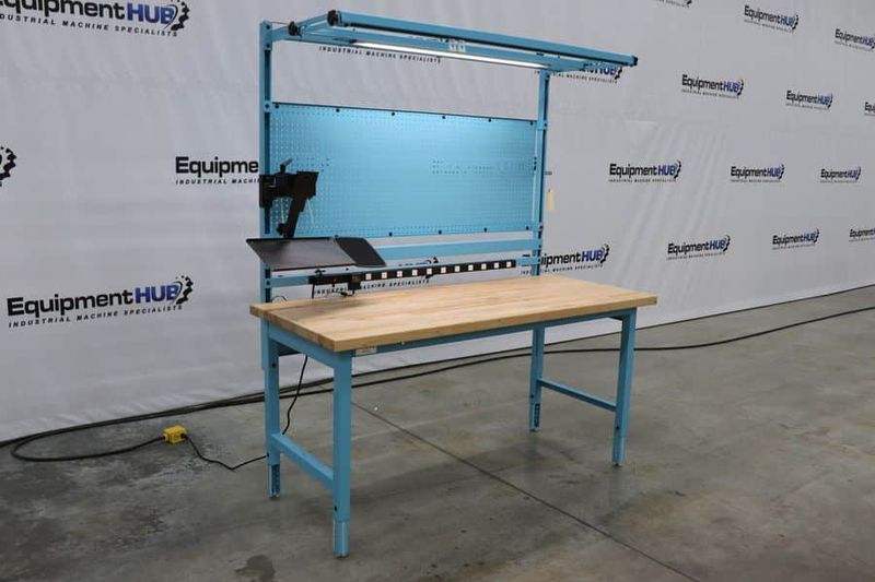 Proline  72″L x 30″D Modular Work Bench Table Station w/ Overhead Lighting, Powers Strip, and Monitor Mounting (New, Never Used)(Qnty. 8 Available / Priced Individually)