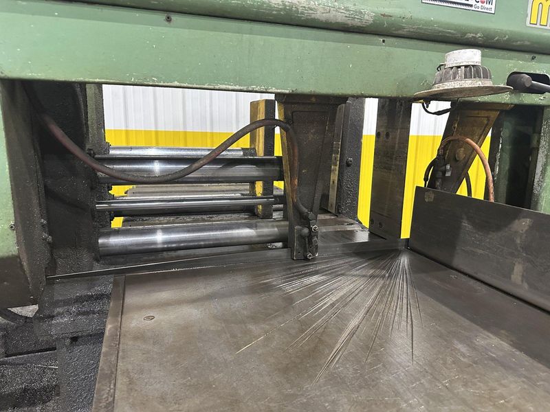 16" x 16" HYD-MECH MODEL #M-16A FULLY AUTOMATIC HORIZONTAL BANDSAW WITH POWER MITRE SWIVEL: STOC