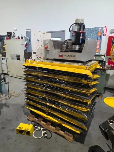 MATE M VALUGRIND Punch & Die Grinder on BARRON Powered Scissor Lift Table #8147