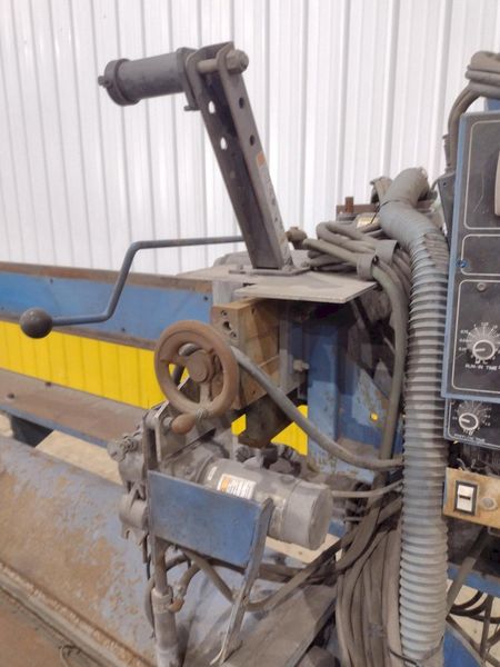 72" JETLINE SEAM WELDER WITH 3-WAY COPPER GROOVE BOTTOM CLAMP & MILLER COMPONENTS: STOCK #23642