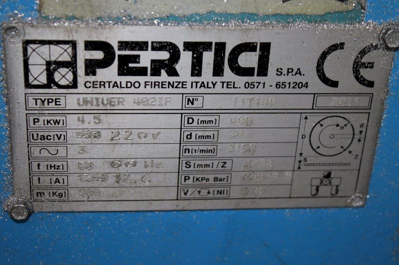PERTICI UNIVER 402IP DOUBLE HEAD TRAVELING MITER SAW: STOCK #75312