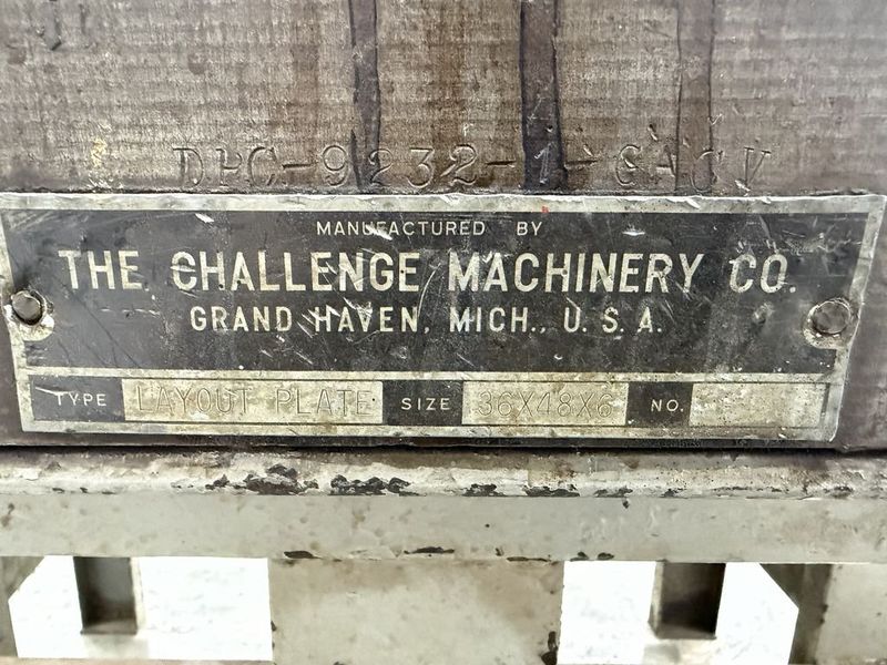 Central Machinery 30″ Shear, Press Brake & Slip Roll, Dake No. 1 Arbor Press, Challenge Machinery Co. 36″ x 48″ x 6″ Cast Iron Layout Surface Plate