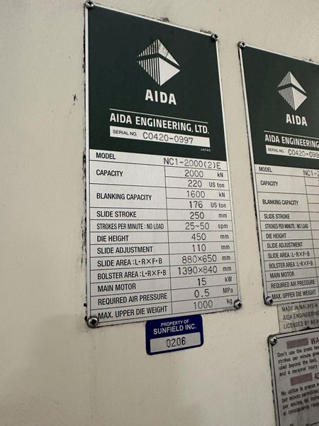 220 AIDA GAP PRESS