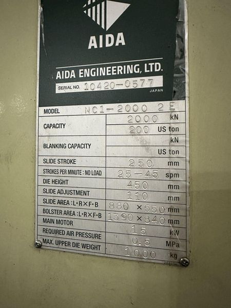 220 TON AIDA GAP FRAME PRESS