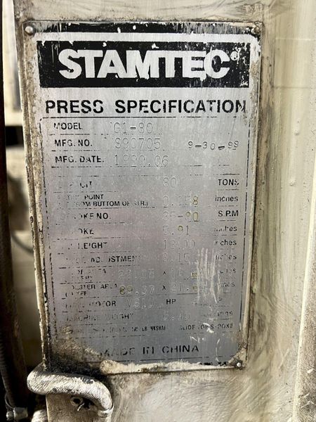 88 TON STAMTEC GAP FRAME PRESS