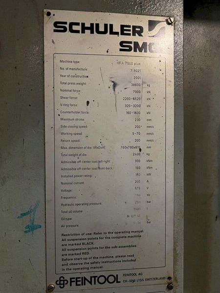 700 TON FEINTOOL FINE BLANKING PRESS