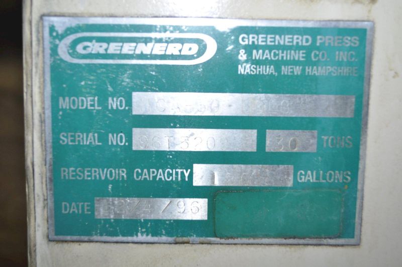 30 TON GREENERD HYDRAULIC PRESS