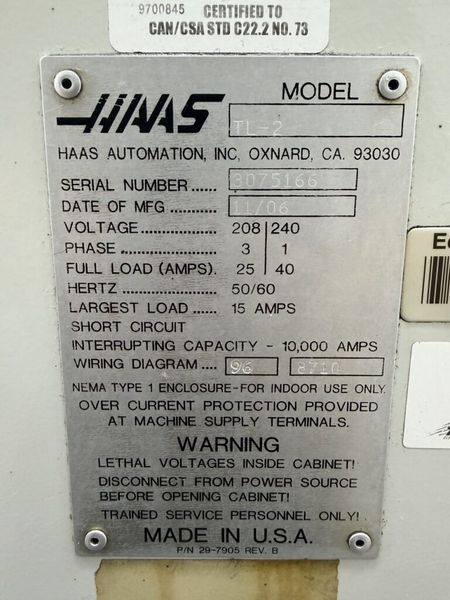 HAAS TL-2 CNC Toolroom Lathe