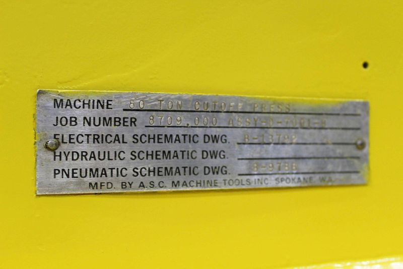80 TON ASC / BRADBURY CUTOFF PRESS: STOCK #69561
