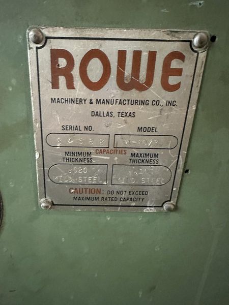 10" X .105" ROWE MODEL #A-10/3J ELECTRIC COIL STRAIGHTENER: STOCK #20253