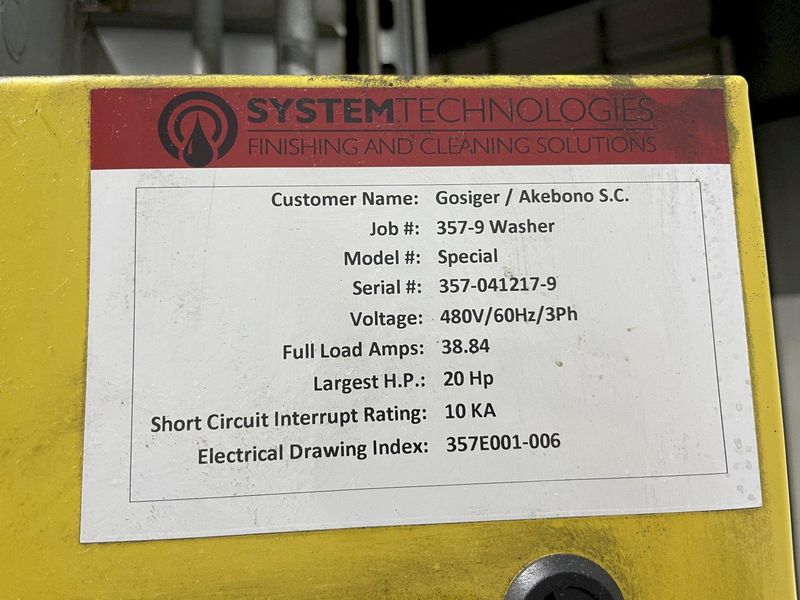 SYSTEM TECHNOLOGIES MODEL @CMI-123-480 CLEAN MACHINE HIGH PRESSURE STAINLESS STEEL PARTS WASHER: