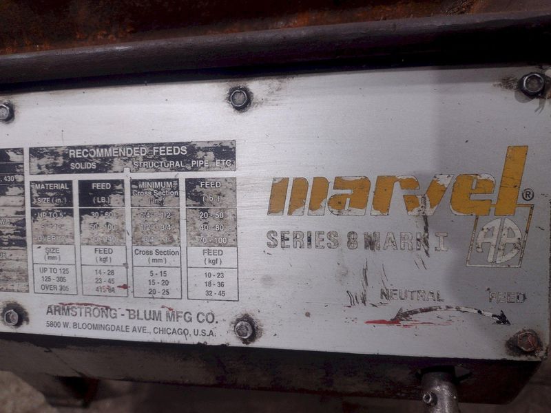 18" X 20" ARMSTRONG MARVEL SERIES 8 MARK 1 VERTICAL BAND SAW: STOCK #11225