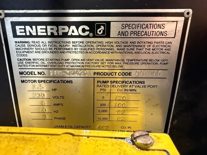 ENERPAC 50 Ton Roll Frame Press 1.5 H.P. USA #7692