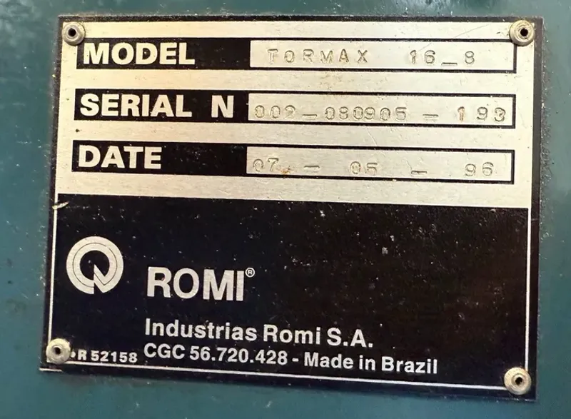 ROMI TORMAX 16-8  16” x 60” Engine Lathe DRO 1996’ #7932