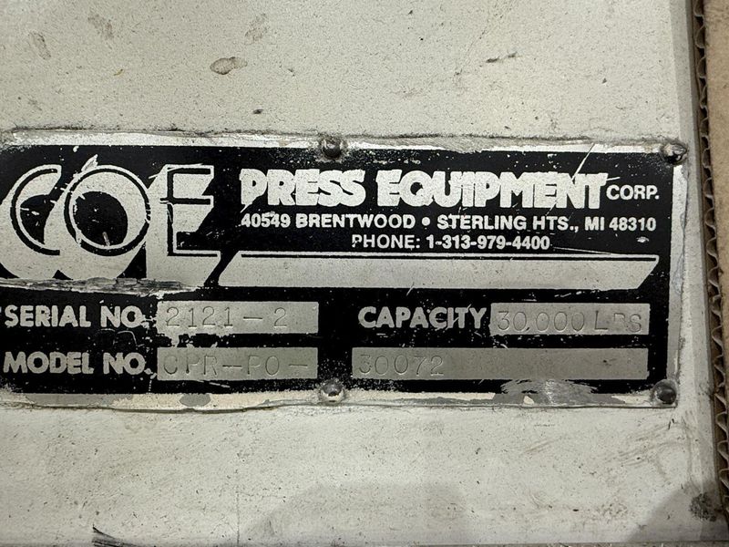 30,000 lbs. x 72" Coe Press Equipment Coil Feed Line, 3 Complete Lines Available for Sale!