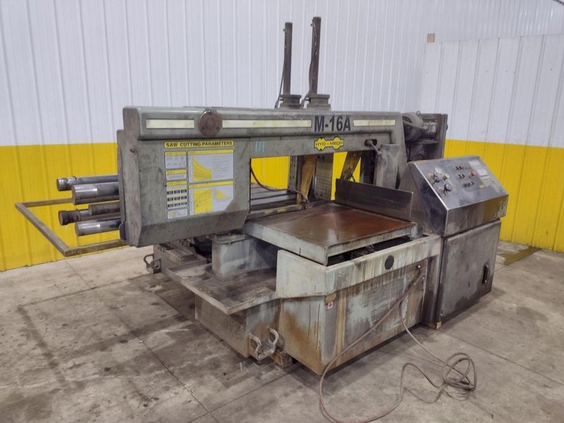 16" x 16" HYD-MECH MODEL #M-16A AUTOMATIC HORIZONTAL BANDSAW WITH POWER MITRE SWIVEL: STOCK #234