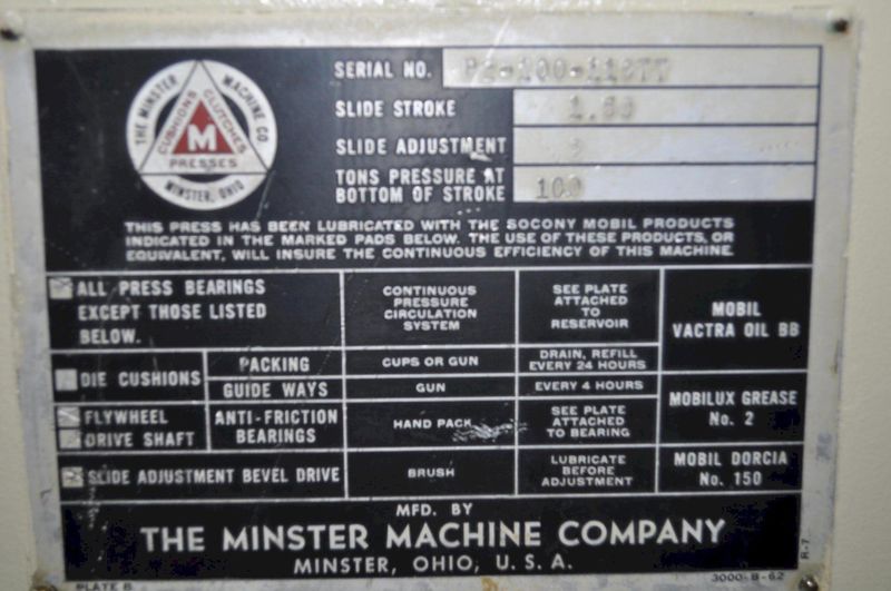 100 TON MINSTER SSDC PRESS