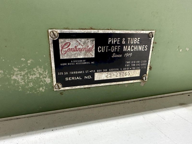 CONTINENTAL PIPE & TUBE CUTOFF MACHINE: STOCK #77123