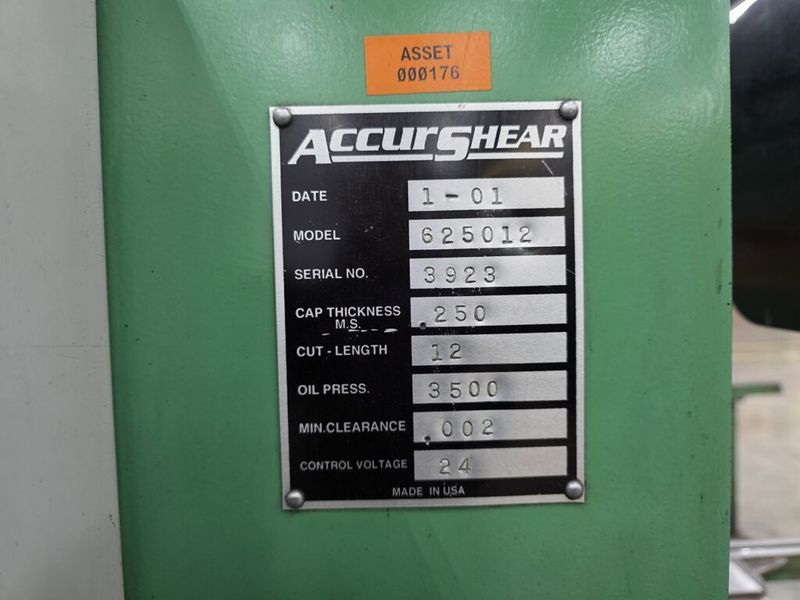Accurshear 625012 1/4″ x 12′ Hydraulic Shear