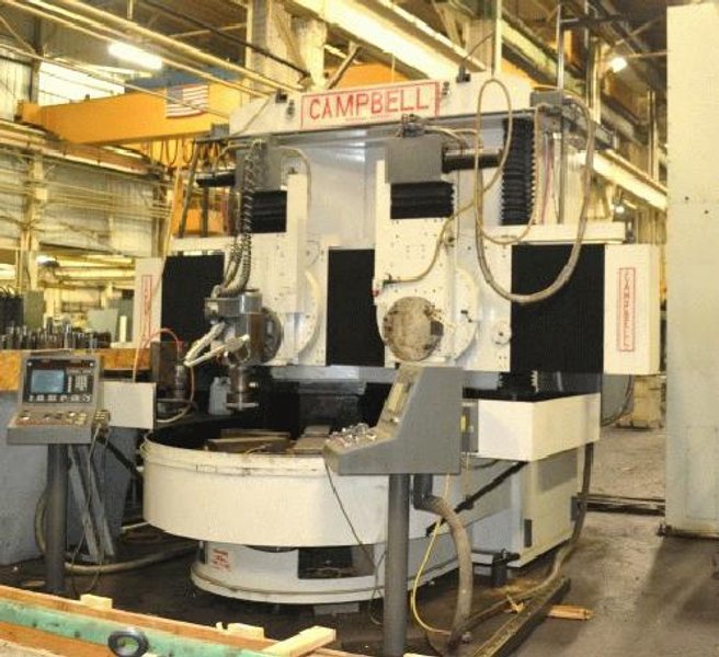 66" Campbell G22, 4-Axis CNC, 82" Swing,48" UR, (2) Spindles, 3600 RPM, 1983 #21954