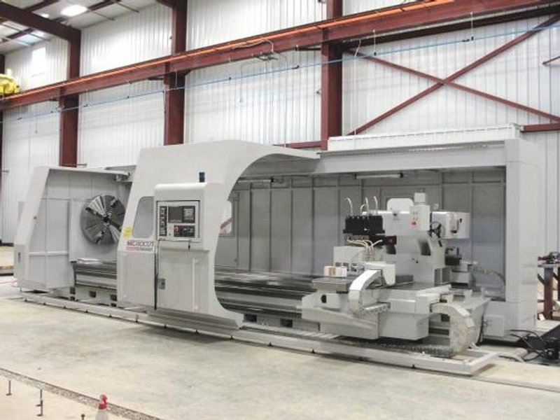 63" x 315" Microcut BNC 6500, 6" Hole, 4-Pos. Turret, Steady Rests, Fanuc OiTF, Chip Conveyor, 2021, #22134