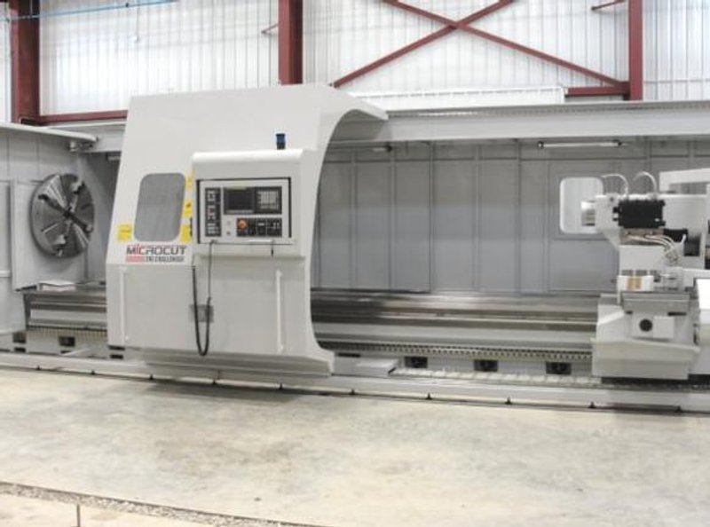 63" x 315" Microcut BNC 6500, 6" Hole, 4-Pos. Turret, Steady Rests, Fanuc OiTF, Chip Conveyor, 2021, #22134