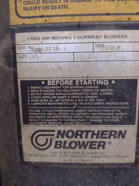 1500 CFM WARD-DEVANSCO MODEL #DV-18015 WET TYPE DUST COLLECTOR: STOCK #18631