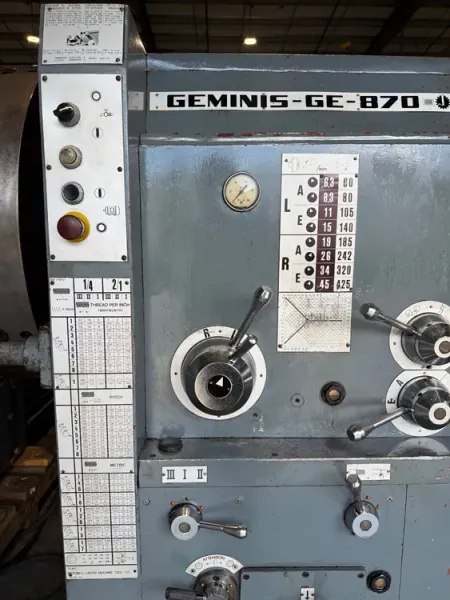 GEMINIS Republic Lagun GE-870 34”/43” x 80”cc Hollow Spindle Lathe #7631