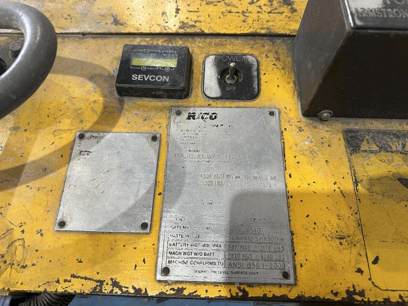 15,000 LBS RICO MODEL #PLR-DD-AR-150 ELECTRIC DIE CART PALLET TYPE FORKLIFT: STOCK #22190