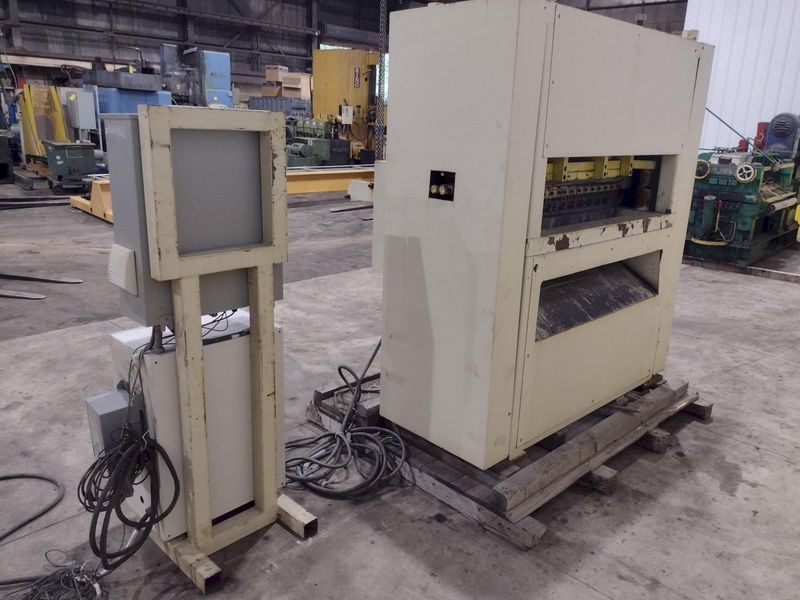 48” WIDE x 30 HP MECHANICAL IN-LINE COIL PRESS & SHEAR WITH PLC VARIABLE SPEED DRIVE: STOCK #229