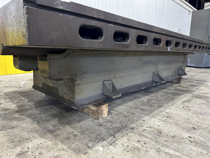 6' X 14'6" HEAVY DUTY T-SLOTTED LAYOUT TABLE ON RAISED BASE: STOCK #21788