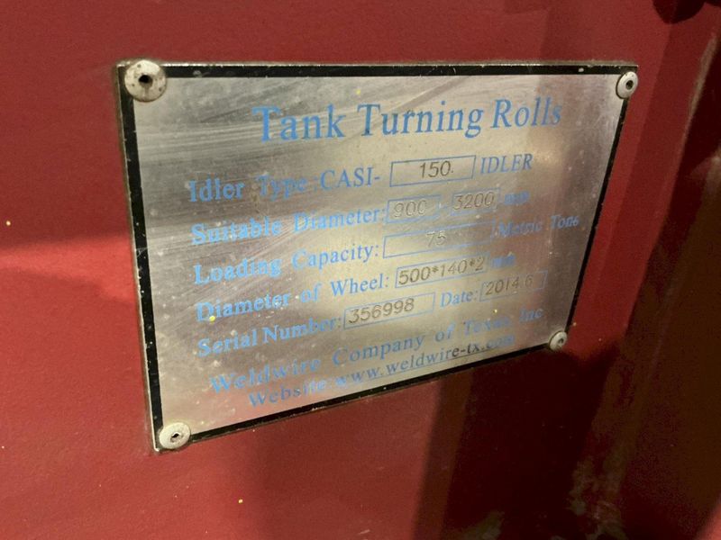 300 TON X 120" DIAMETER WELDWIRE MODEL #CAS-150 TRACK MOUNTED POWERED TANK TURNING ROLLS, 1 DRIV