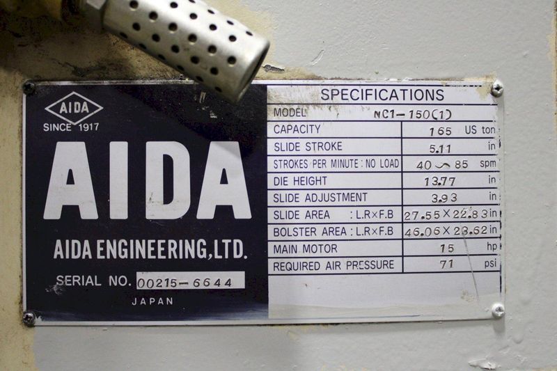 165 TON AIDA GAP FRAME PRESS