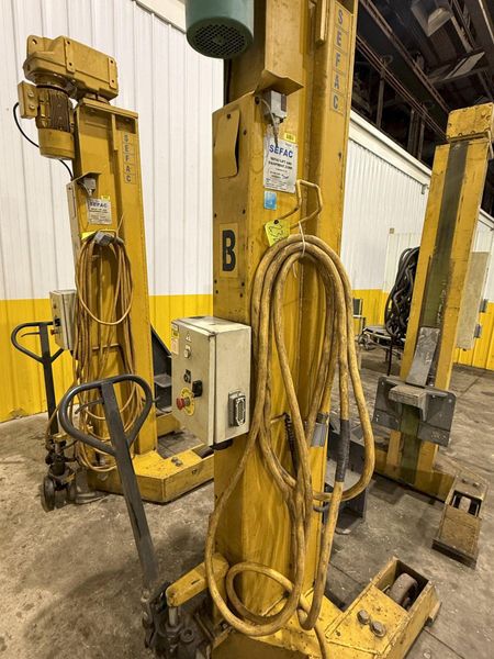 (4) 15 TON SEFAC MODEL #M120BF2000 MOBILE RAIL CAR LOCOMOTIVE COLUMN JACK LIFTS, 120,000 LBS TOT