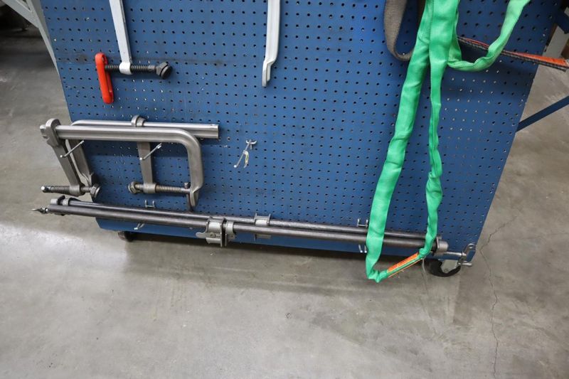 Portable Tool Rack with: Clamps, Hand Tools, Lifting Straps, Chains, Eye-Bolts, Hooks- Auction Item