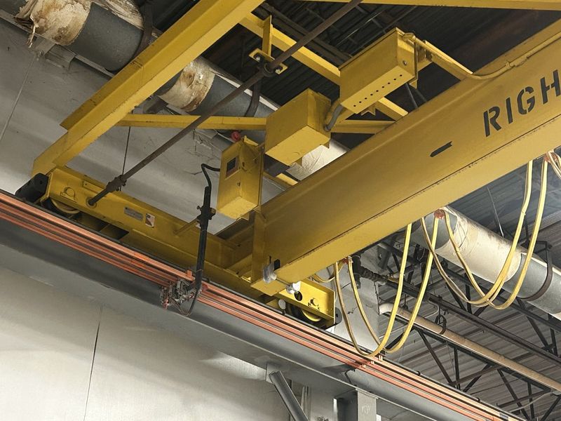 Shaw-Box 36′ x 68′ 3 Ton Top Running Single Girder Bridge Crane