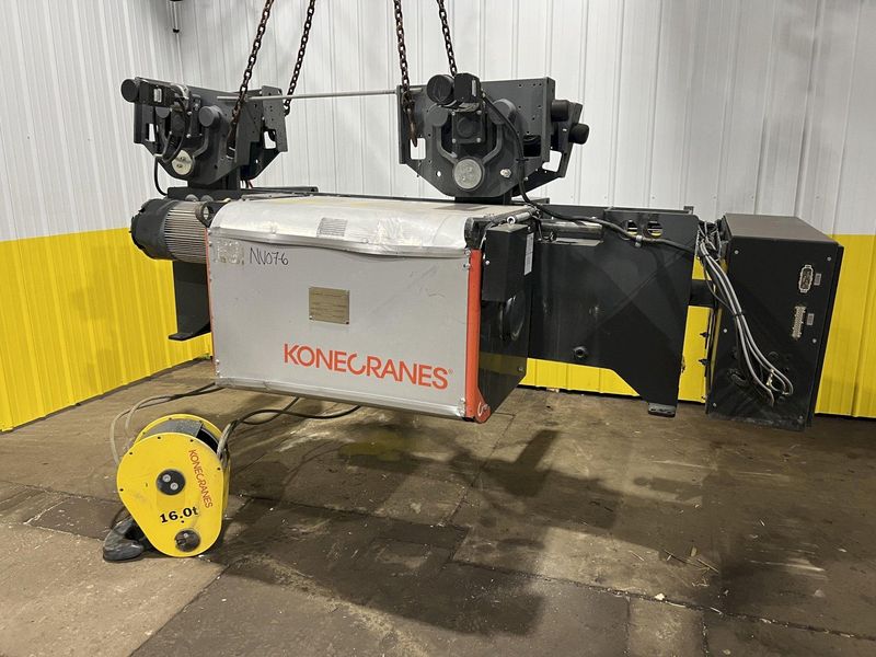 17.5 TON (2014) KONE-CRANES MODEL #CXT60410160P75GGN0S SINGLE GIRDER OVERHEAD CRANE HOIST & TROL