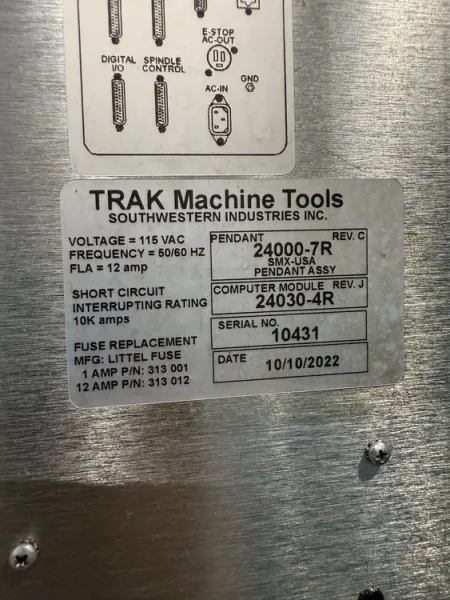 TRAK SWI DPM SX2P CNC Bed Mill 3 Axis 2014’ #7686