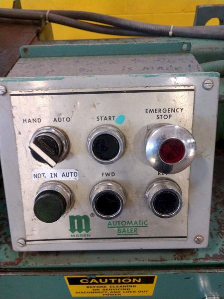 15" X 15" X 15 HP MAREN MODEL #111-297 HYDRAULIC HORIZONTAL AUTOMATIC CONTINUOUS BALER: STOCK #1
