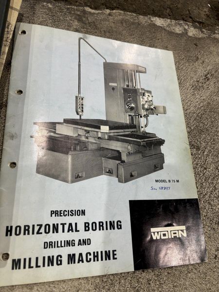 3" WOTAN #B75 HORIZONTAL BORING MILL W/ BUILT IN ROTARY TABLE: STOCK #21028