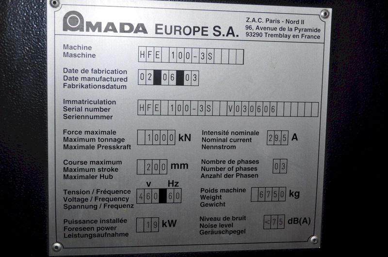 110 TON AMADA HYDRAULIC PRESS BRAKE