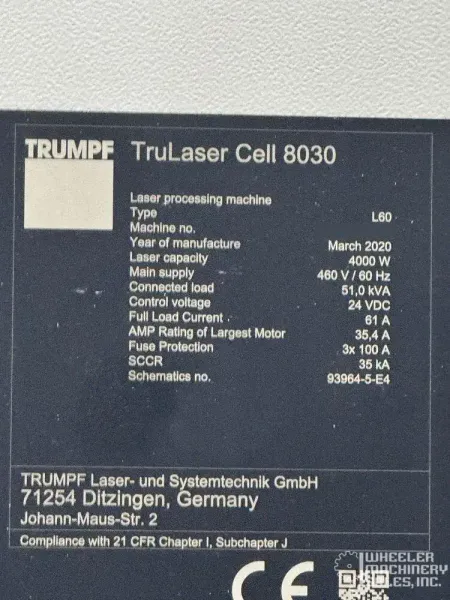 2020 TRUMPF TRULASER CELL 8030 #8392